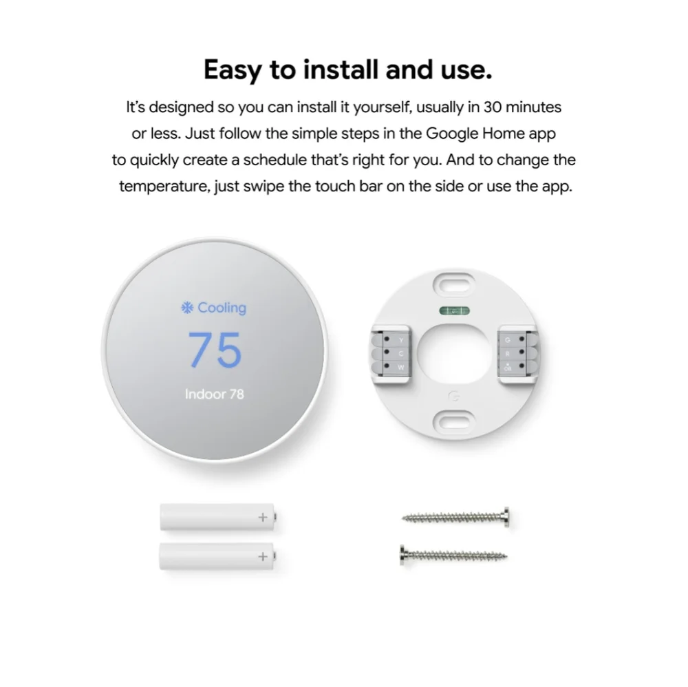 Google Nest Programmable Smart Thermostat – Snow – New & Sealed